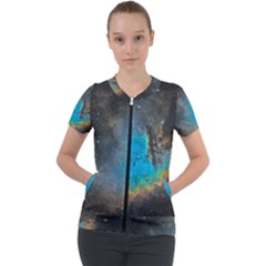 Pacman Nebula (ngc281) Short Sleeve Zip Up Jacket by idjy