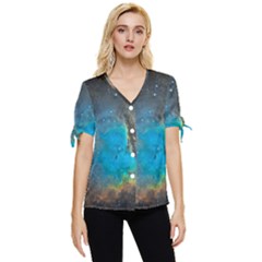 Pacman Nebula (ngc281) Bow Sleeve Button Up Top