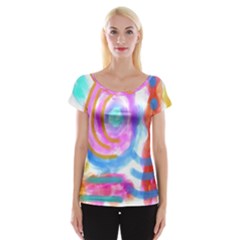 Summer Abstract Art Cap Sleeve Top by Arttowear