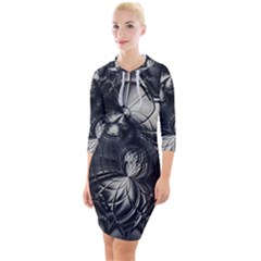 Charcoal Faker Quarter Sleeve Hood Bodycon Dress by MRNStudios