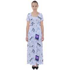 Computer Work High Waist Short Sleeve Maxi Dress by SychEva