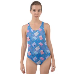 Notepads Pens And Pencils Cut-out Back One Piece Swimsuit by SychEva