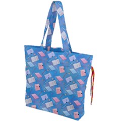 Notepads Pens And Pencils Drawstring Tote Bag by SychEva