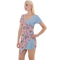 Flower peach blossom Short Sleeve Asymmetric Mini Dress View1