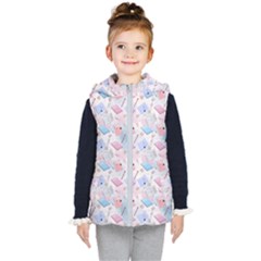 Notepads Pens And Pencils Kids  Hooded Puffer Vest by SychEva