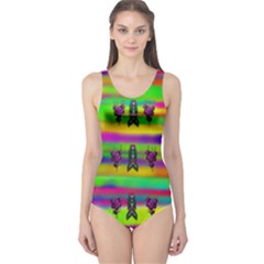 Mermaids And Unicorn Colors For Flower Joy One Piece Swimsuit by pepitasart