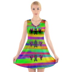 Mermaids And Unicorn Colors For Flower Joy V-neck Sleeveless Dress by pepitasart
