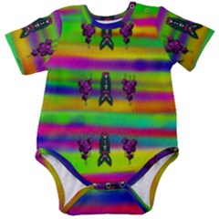 Mermaids And Unicorn Colors For Flower Joy Baby Short Sleeve Onesie Bodysuit by pepitasart