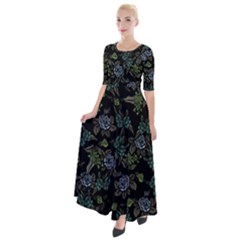 Moody Flora Half Sleeves Maxi Dress