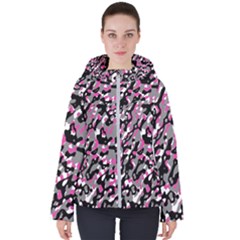 Pink Camo Women s Hooded Puffer Jacket