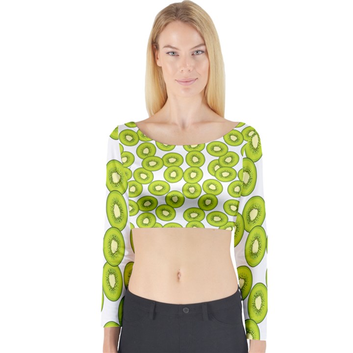 Kiwi pattern Long Sleeve Crop Top