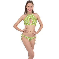 Kiwi Pattern Cross Front Halter Bikini Set by Valentinaart