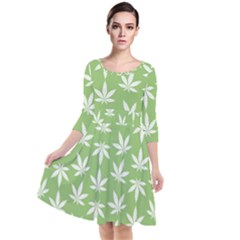 Weed Pattern Quarter Sleeve Waist Band Dress by Valentinaart