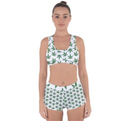 Weed Pattern Racerback Boyleg Bikini Set by Valentinaart