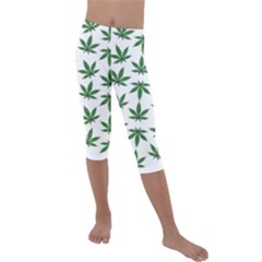 Weed Pattern Kids  Lightweight Velour Capri Leggings  by Valentinaart