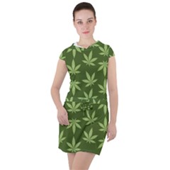 Weed Pattern Drawstring Hooded Dress by Valentinaart