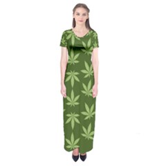 Weed Pattern Short Sleeve Maxi Dress by Valentinaart