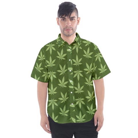 Weed Pattern Men s Short Sleeve Shirt by Valentinaart