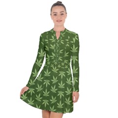 Weed Pattern Long Sleeve Panel Dress by Valentinaart