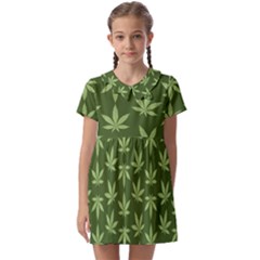 Weed Pattern Kids  Asymmetric Collar Dress by Valentinaart