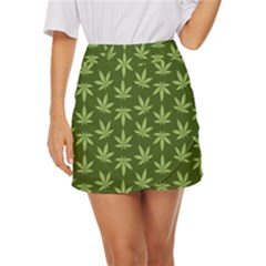 Weed Pattern Mini Front Wrap Skirt by Valentinaart