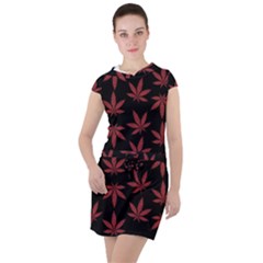 Weed Pattern Drawstring Hooded Dress by Valentinaart