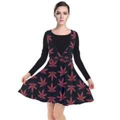 Weed Pattern Plunge Pinafore Dress by Valentinaart