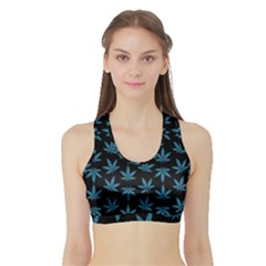 Weed Pattern Sports Bra With Border by Valentinaart