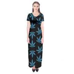 Weed Pattern Short Sleeve Maxi Dress by Valentinaart