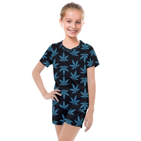Weed Pattern Kids  Mesh Tee And Shorts Set by Valentinaart