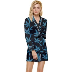 Weed Pattern Long Sleeve Satin Robe by Valentinaart