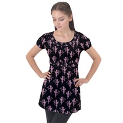 Cupid Pattern Puff Sleeve Tunic Top by Valentinaart