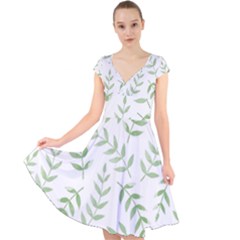 Tropical Pattern Cap Sleeve Front Wrap Midi Dress by Valentinaart