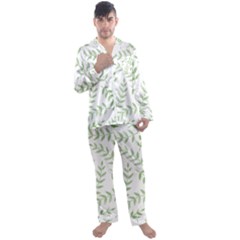 Tropical Pattern Men s Long Sleeve Satin Pajamas Set by Valentinaart