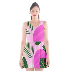 Tropical Pattern Scoop Neck Skater Dress