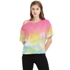 Sunset One Shoulder Cut Out Tee by Valentinaart