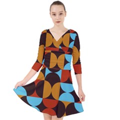 Geometric Pattern Quarter Sleeve Front Wrap Dress by Valentinaart