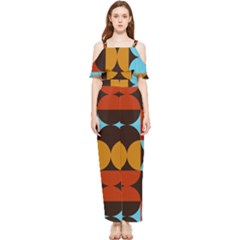 Geometric Pattern Draped Sleeveless Chiffon Jumpsuit by Valentinaart