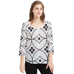 Black And White Pattern Chiffon Quarter Sleeve Blouse by Valentinaart