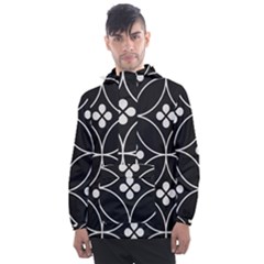 Black And White Pattern Men s Front Pocket Pullover Windbreaker by Valentinaart