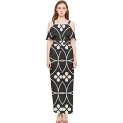 Black And White Pattern Draped Sleeveless Chiffon Jumpsuit by Valentinaart