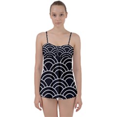 Black And White Pattern Babydoll Tankini Set by Valentinaart