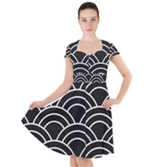 Black And White Pattern Cap Sleeve Midi Dress by Valentinaart