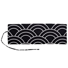 Black And White Pattern Roll Up Canvas Pencil Holder (m) by Valentinaart