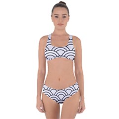 Black And White Pattern Criss Cross Bikini Set by Valentinaart