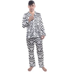 Black And White Pattern Men s Long Sleeve Satin Pajamas Set