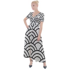 Black And White Pattern Button Up Short Sleeve Maxi Dress by Valentinaart