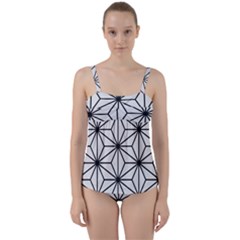 Black And White Pattern Twist Front Tankini Set by Valentinaart