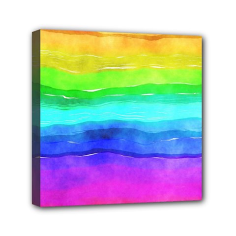 Watercolor Rainbow Mini Canvas 6  X 6  (stretched) by Valentinaart