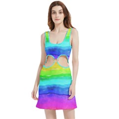 Watercolor Rainbow Velvet Cutout Dress by Valentinaart